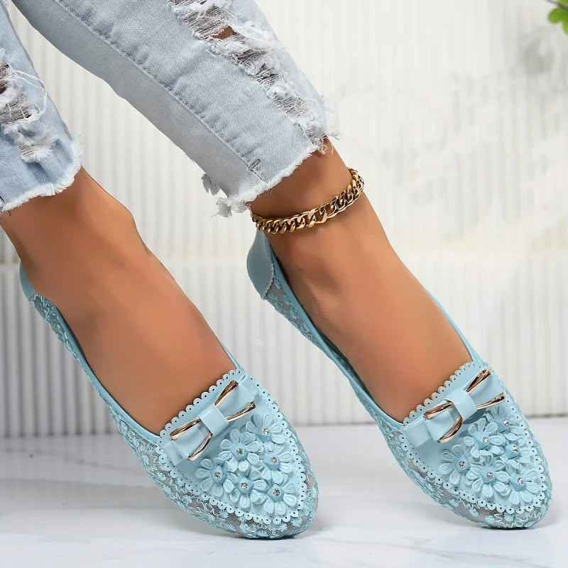 Brielle | Bailarinas Sin Cordones Con Encaje Floral