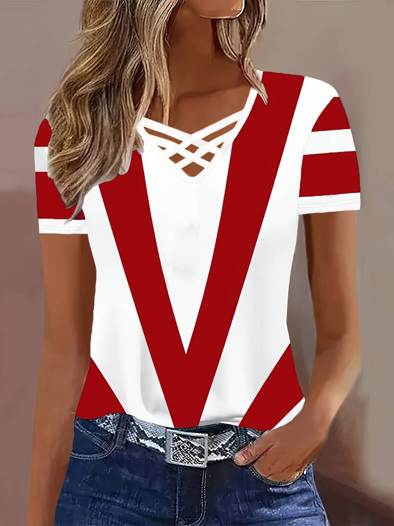 Maia | Top con Cuello Cruzado y Bloques de Color