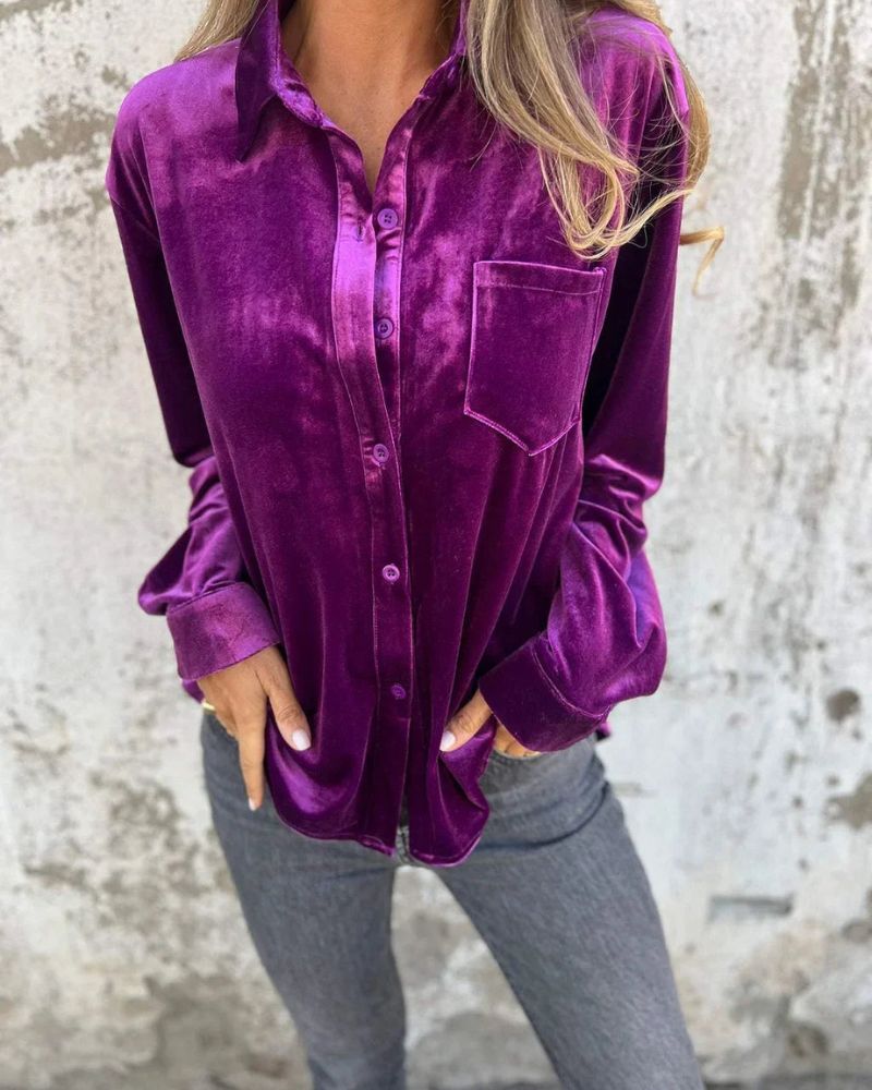 Arinka | Camisa de Terciopelo con Botones en la Parte Delantera