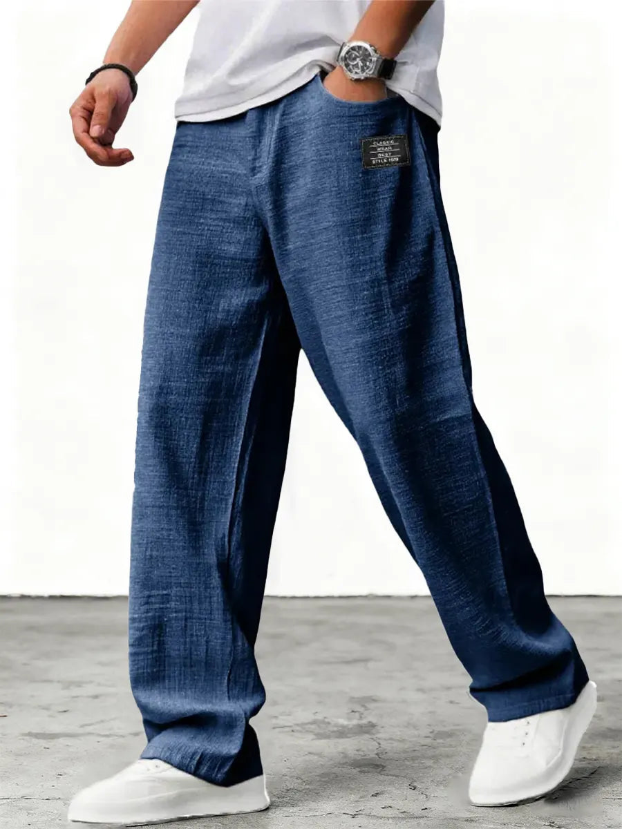 Lushan - Pantalones Sueltos Rectos Con Cintura Elástica
