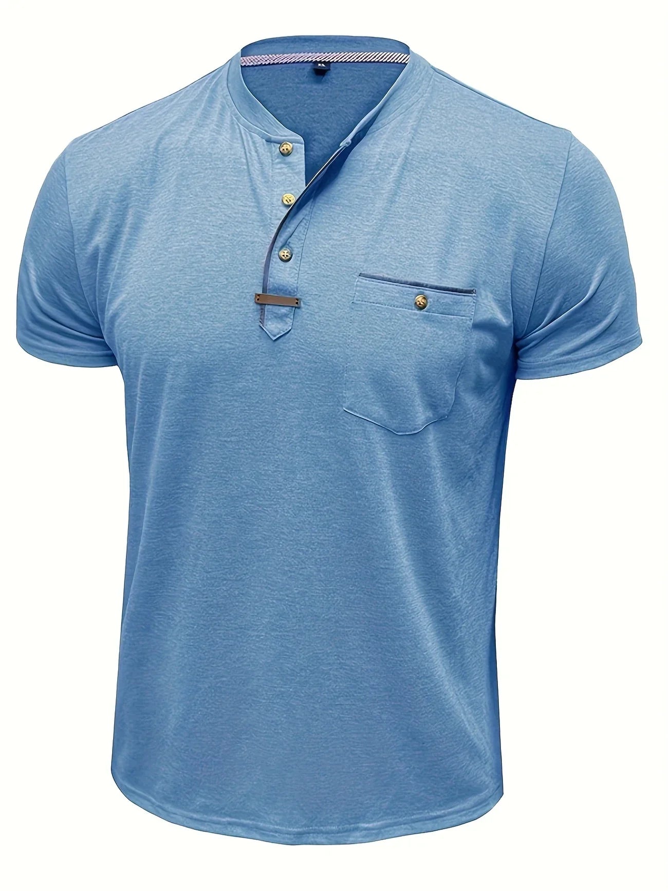 Saxon | Camiseta Henley de Manga Corta con Bolsillo