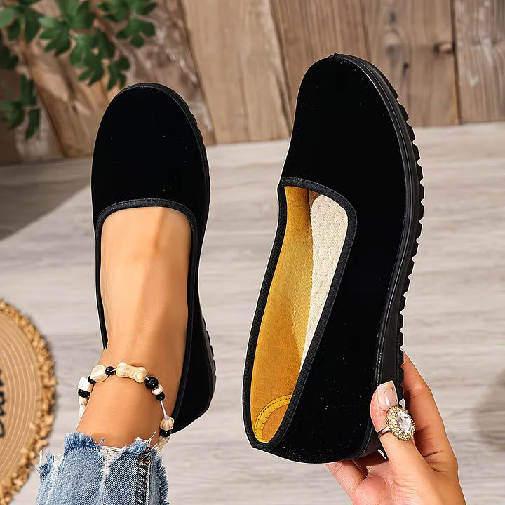 Sumaiya | Zapatos Planos Sin Cordones Negros De Punta Redondeada