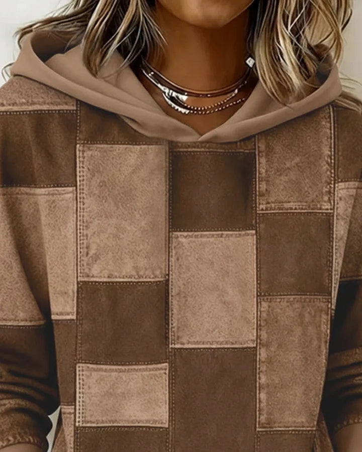 Yaralyn | Sudadera Con Capucha Y Manga Larga De Estilo Patchwork