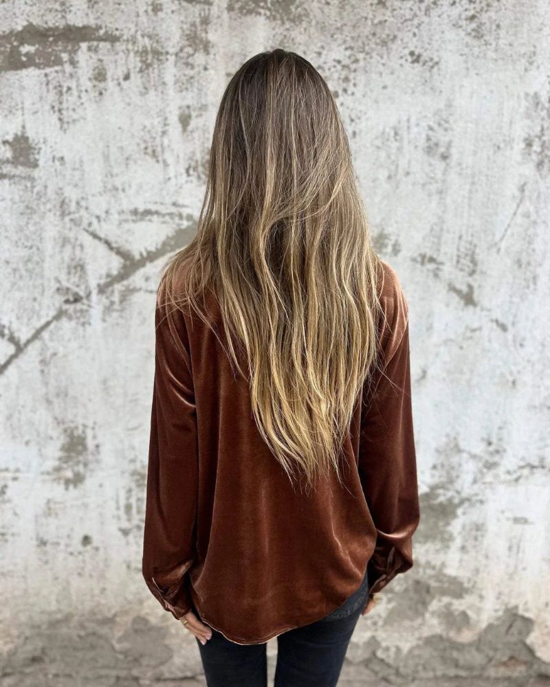 Arinka | Camisa de Terciopelo con Botones en la Parte Delantera