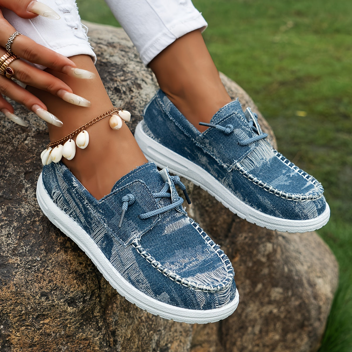 Astretira | Zapatillas Planas con Diseño Denim