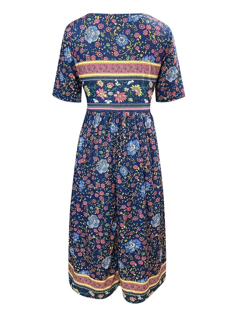 Lisan - Vestido midi con Estampado Floral y Cuello en V