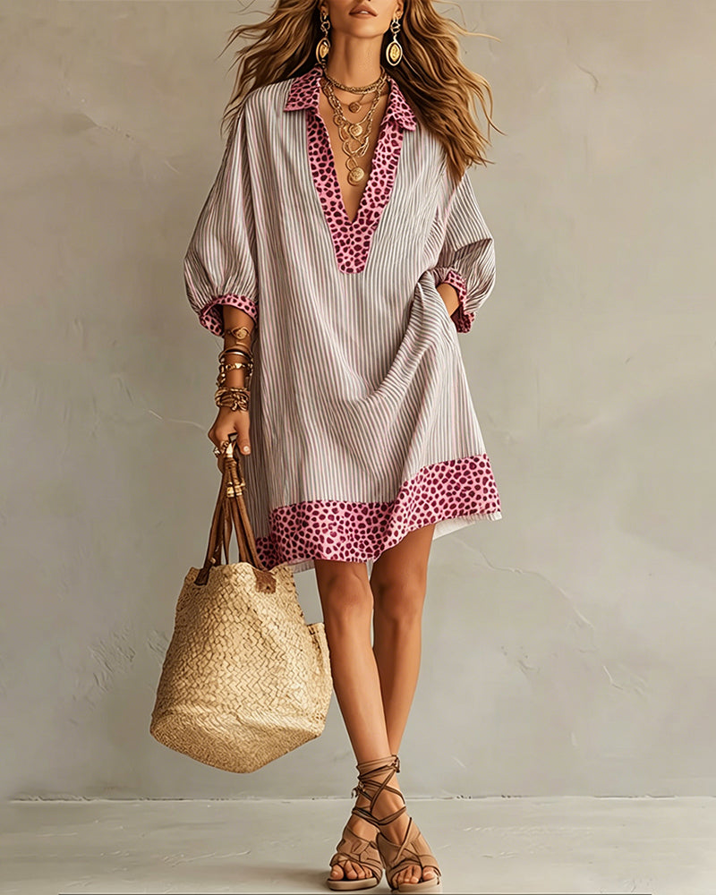 Marget | Vestido Camisero con Rayas y Manga Abullonada