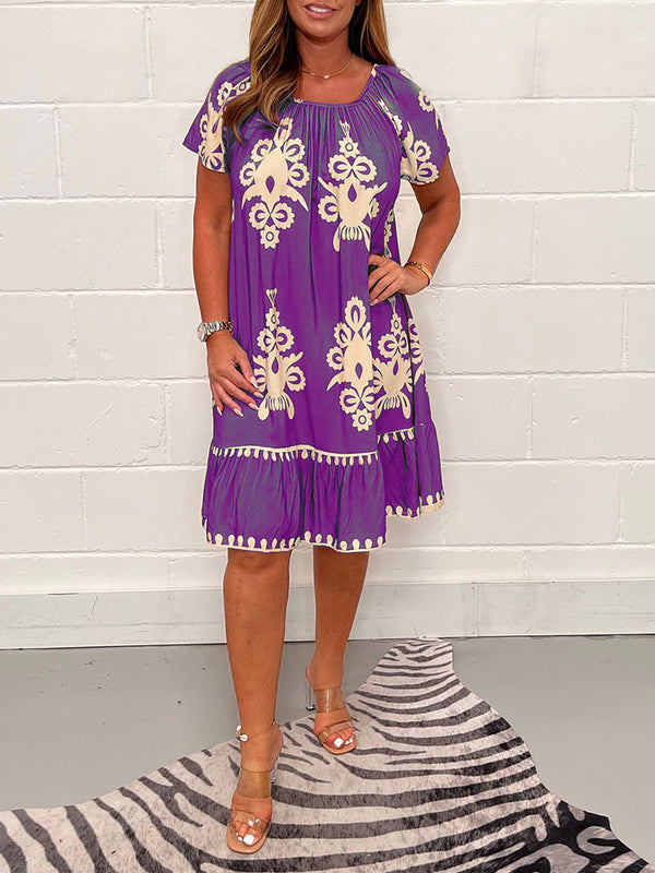 Ranee | Vestido Estampado con Mangas Cortas Amplias