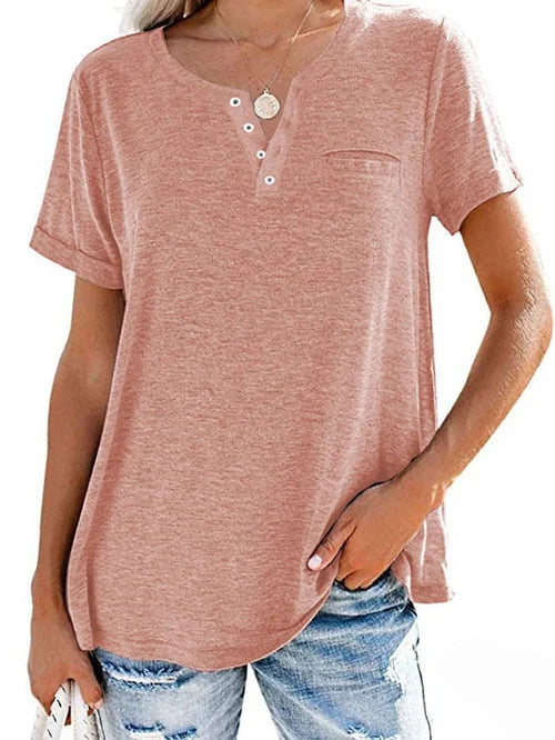 Cettina | Camiseta Henley Manga Corta Bolsillo