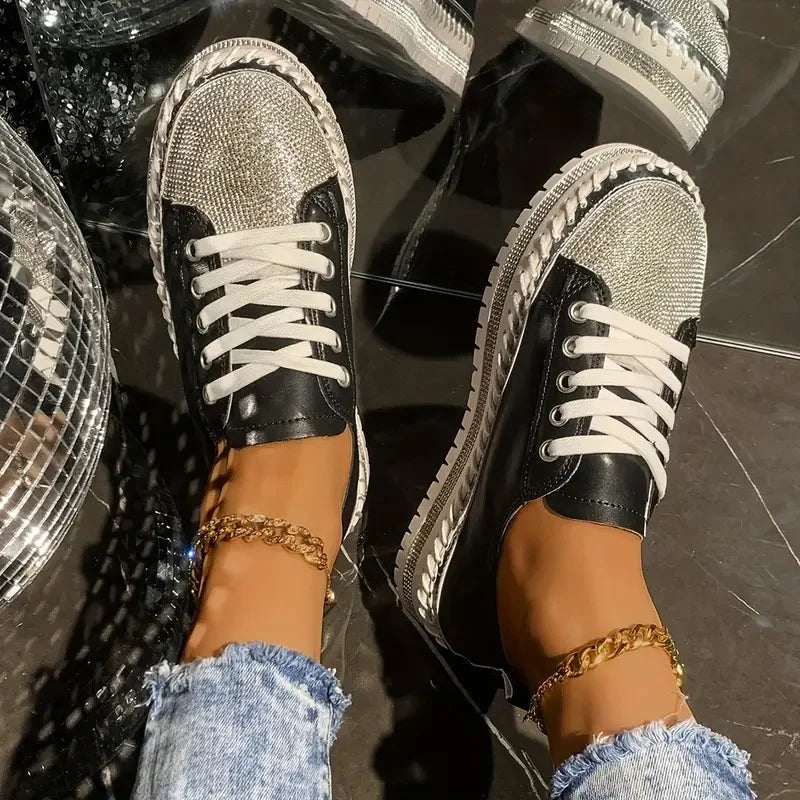 Draya | Zapatillas Bajas Con Cordones Y Pedrería