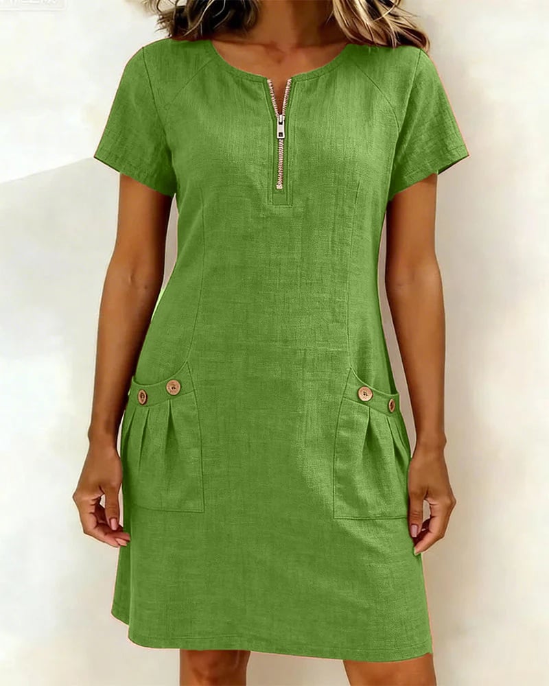 Krystan | Vestido Corto Utilitario Con Bolsillos