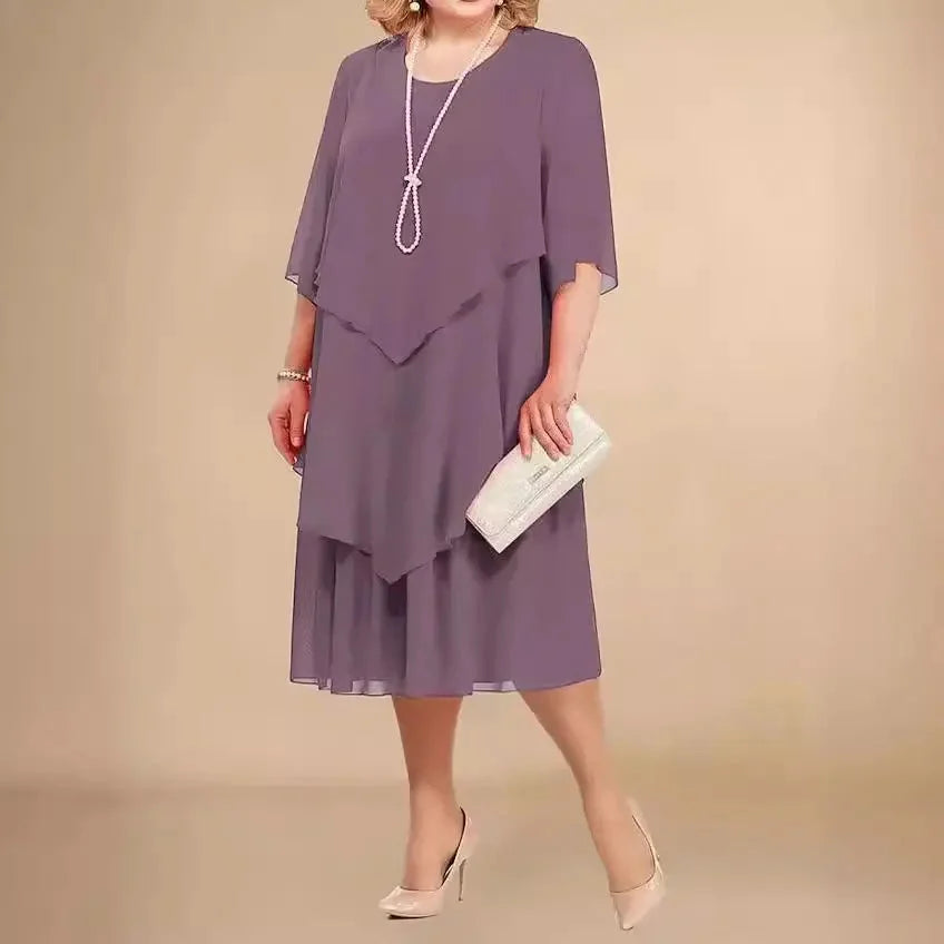 Enedina | Vestido Midi de Chifón con Capas