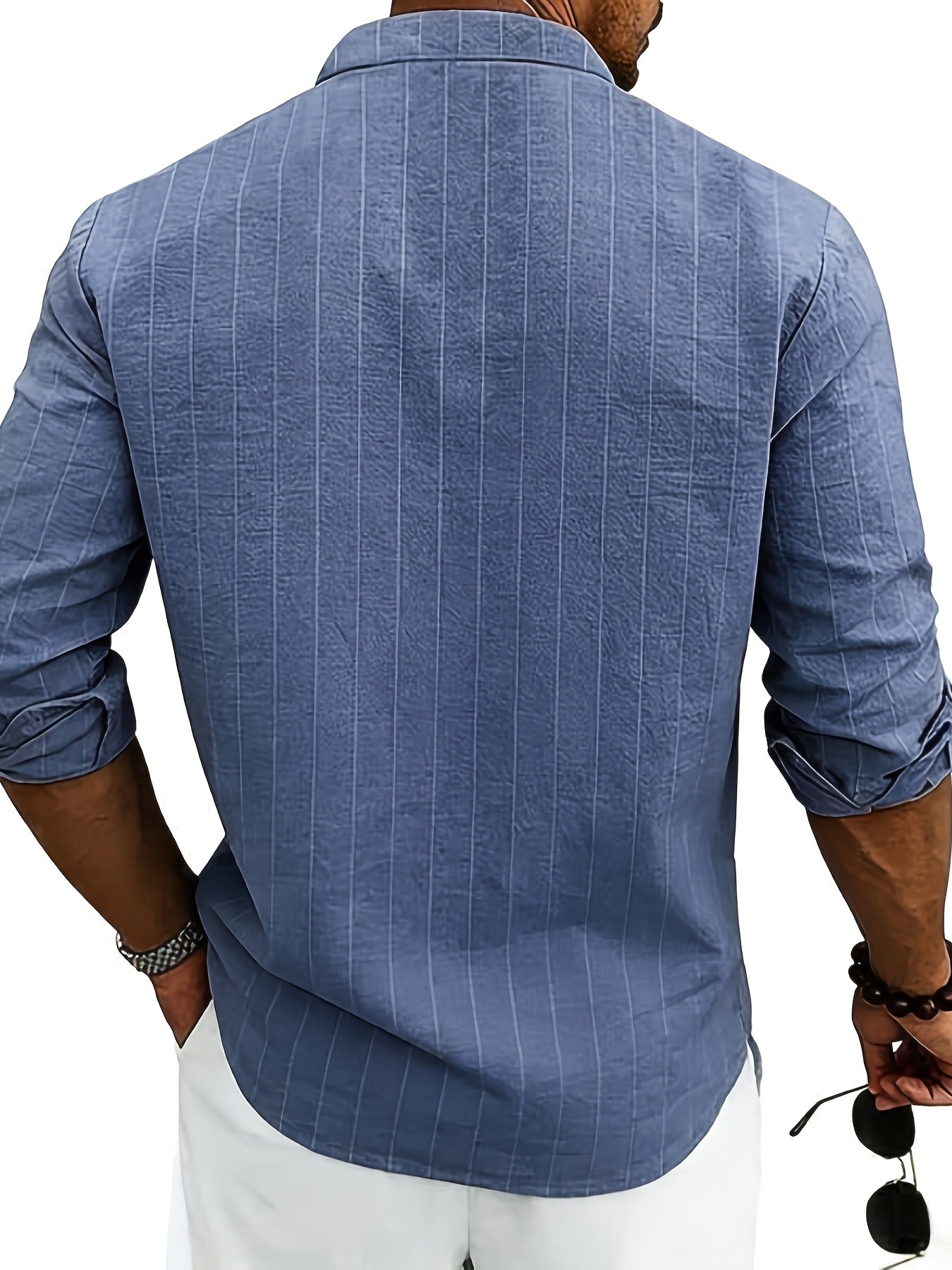 Leslie | Camisa De Rayas Con Cuello Mao