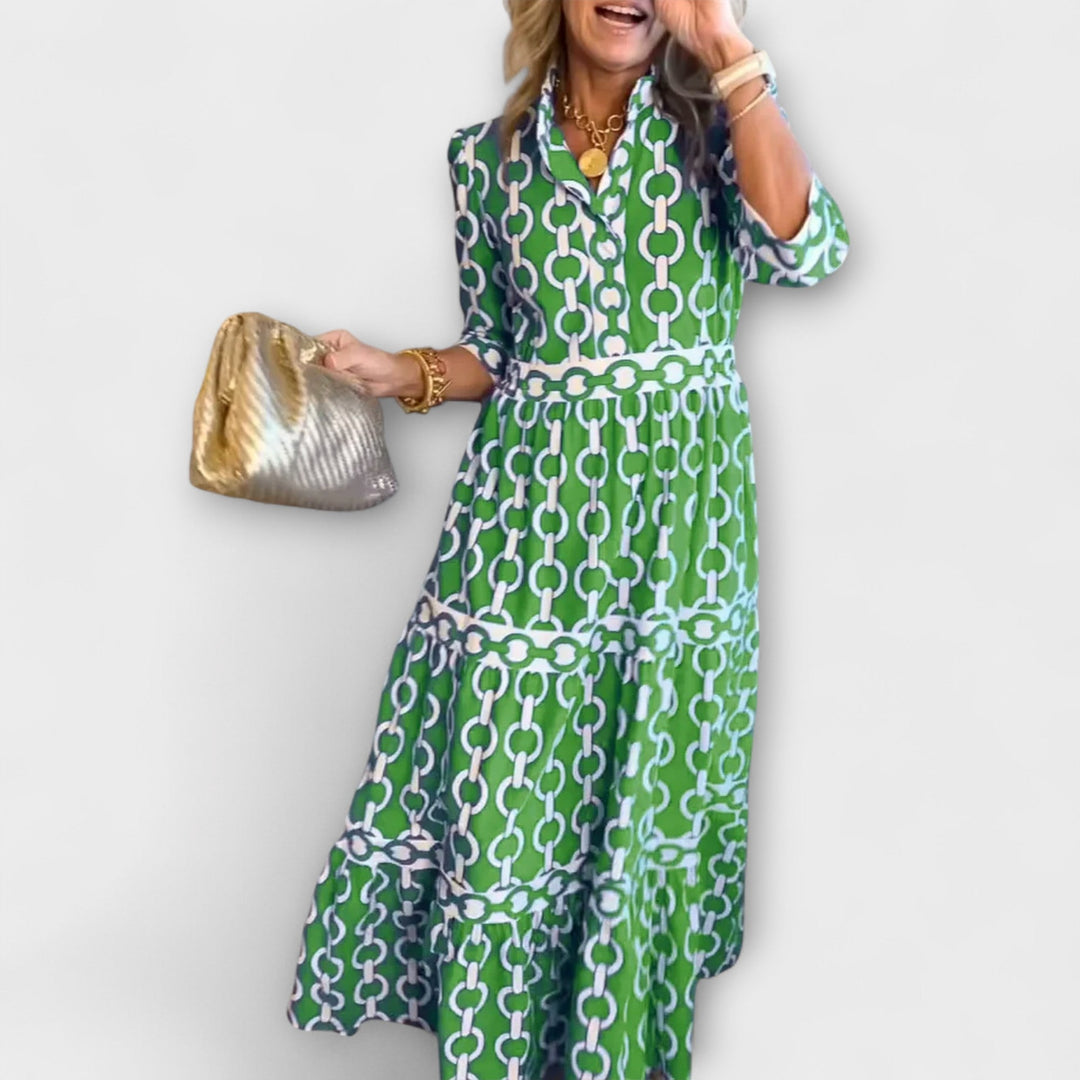 Stavroula | Vestido Midi Con Estampado de Cadenas