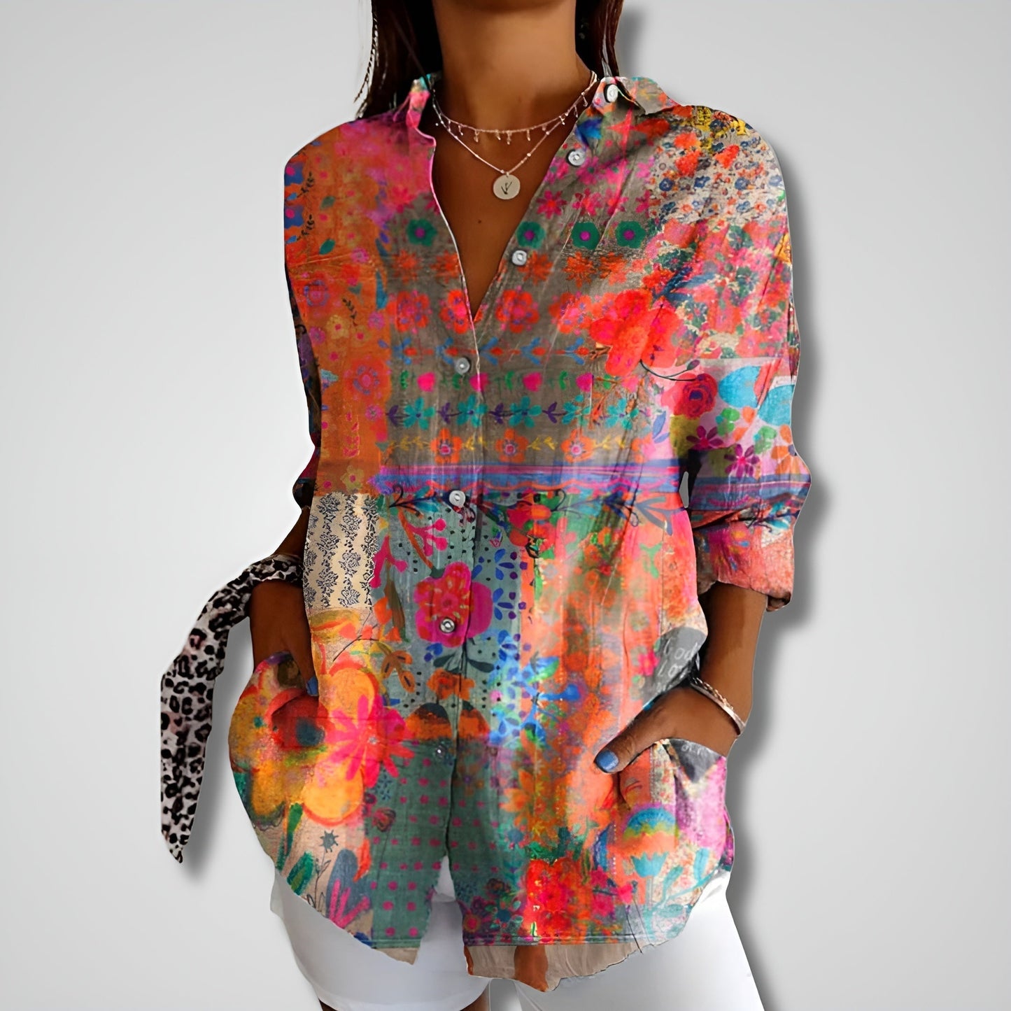 Shalom | Blusa Estampada de Manga Larga con Botones