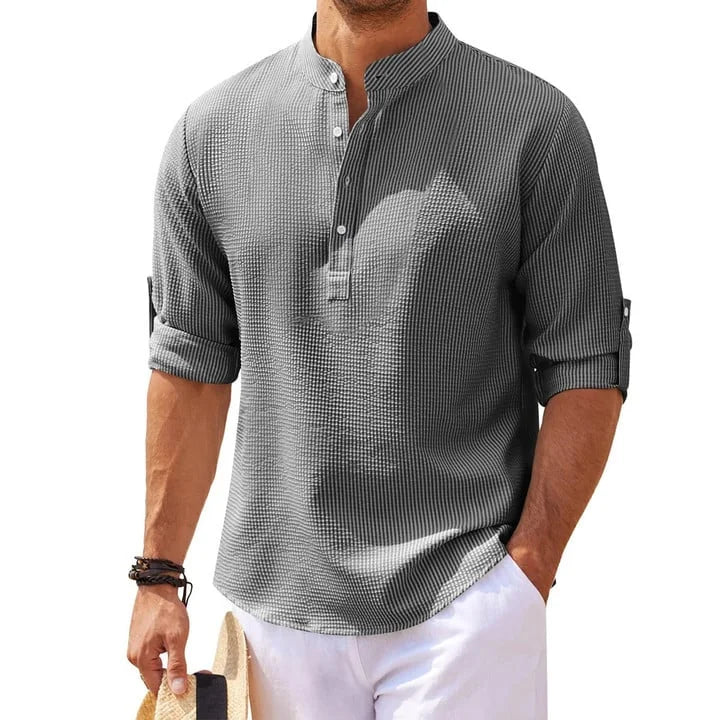 Tjeerd | Camisa Henley Con Cuello De Banda Texturizado