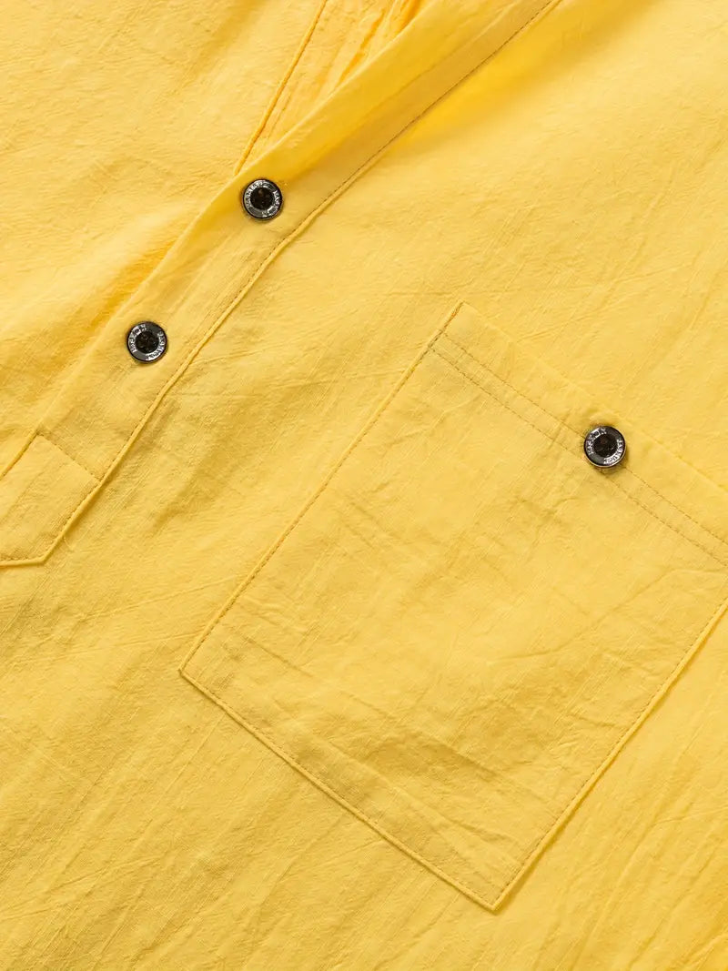 Vaughn - Camiseta Henley de Manga Corta