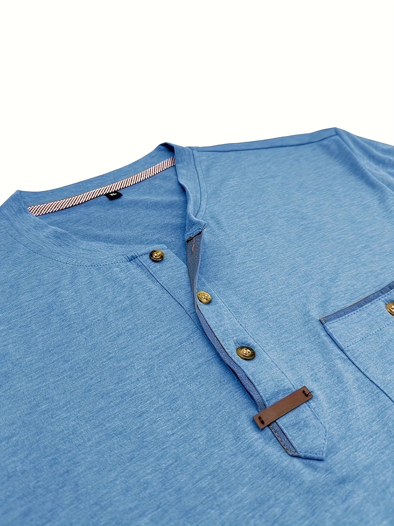 Saxon | Camiseta Henley de Manga Corta con Bolsillo