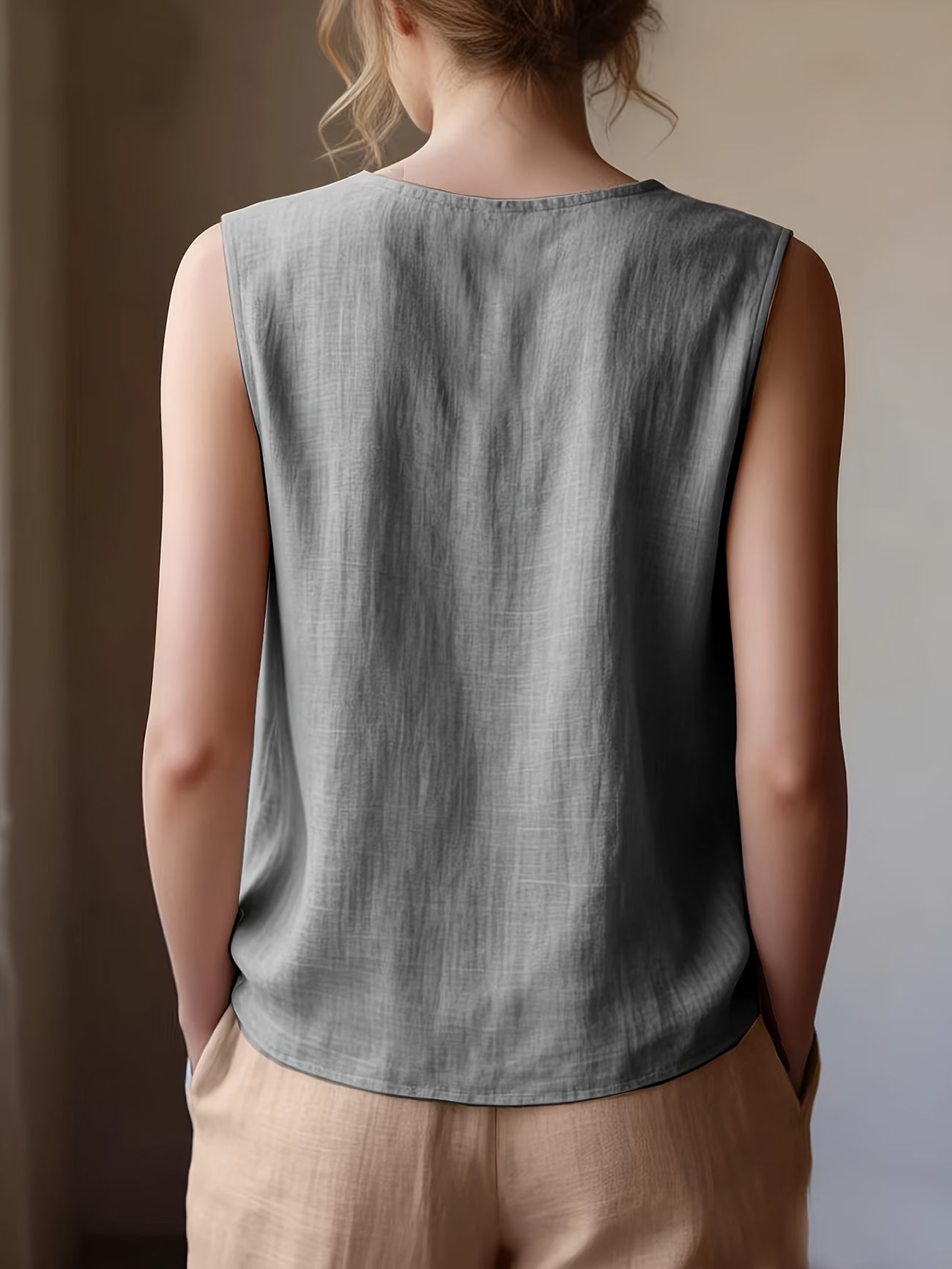 Safiya | Blusa Sin Mangas Con Cuello De Volantes Y Textura