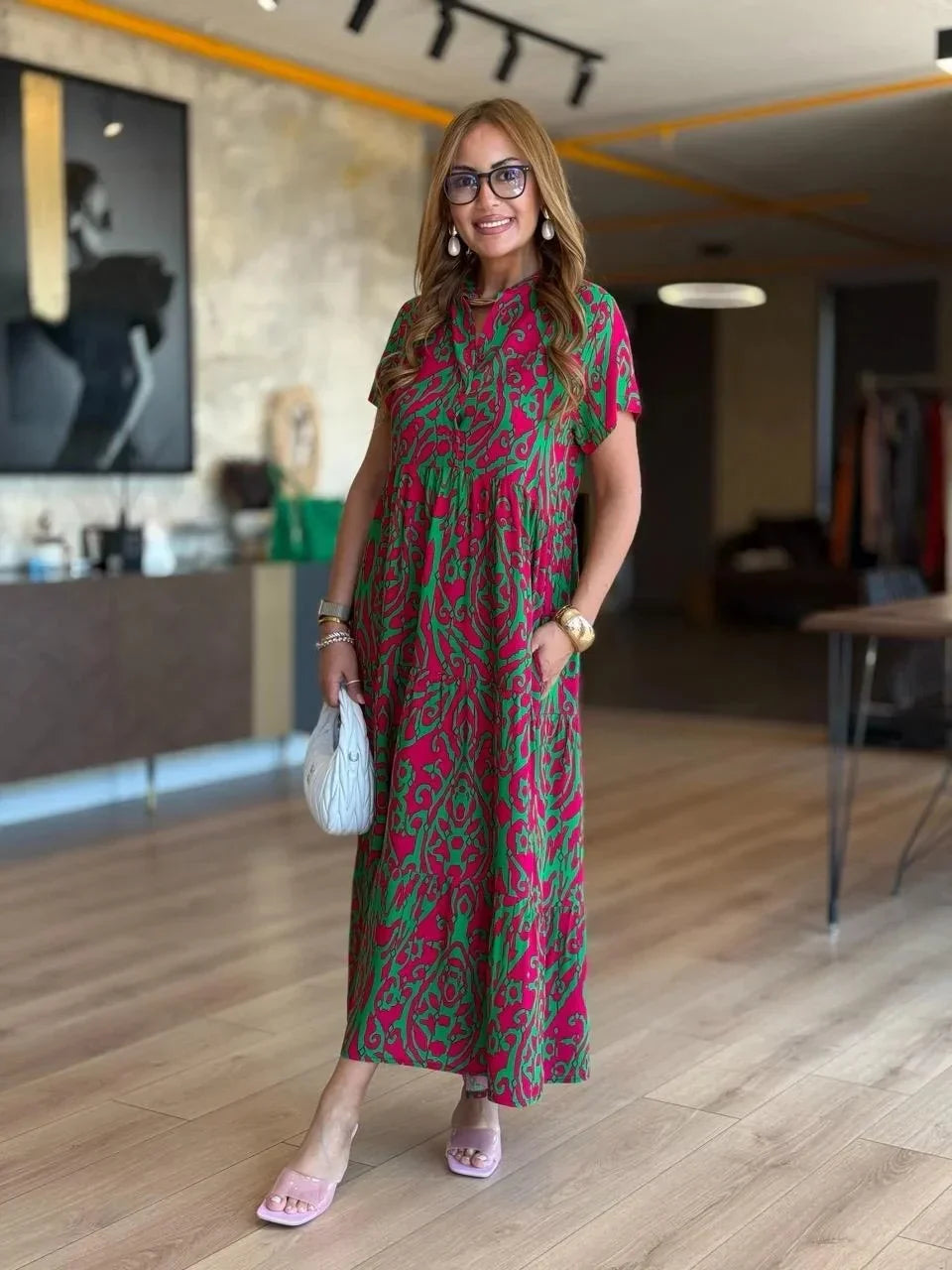 Jubilee | Vestido Maxi Estampado de Corte A
