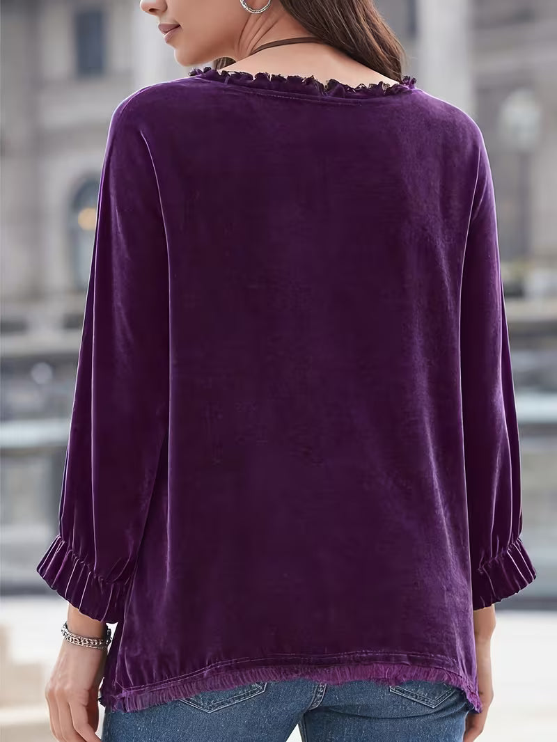 Petunia | Blusa Holgada de Terciopelo Manga Larga