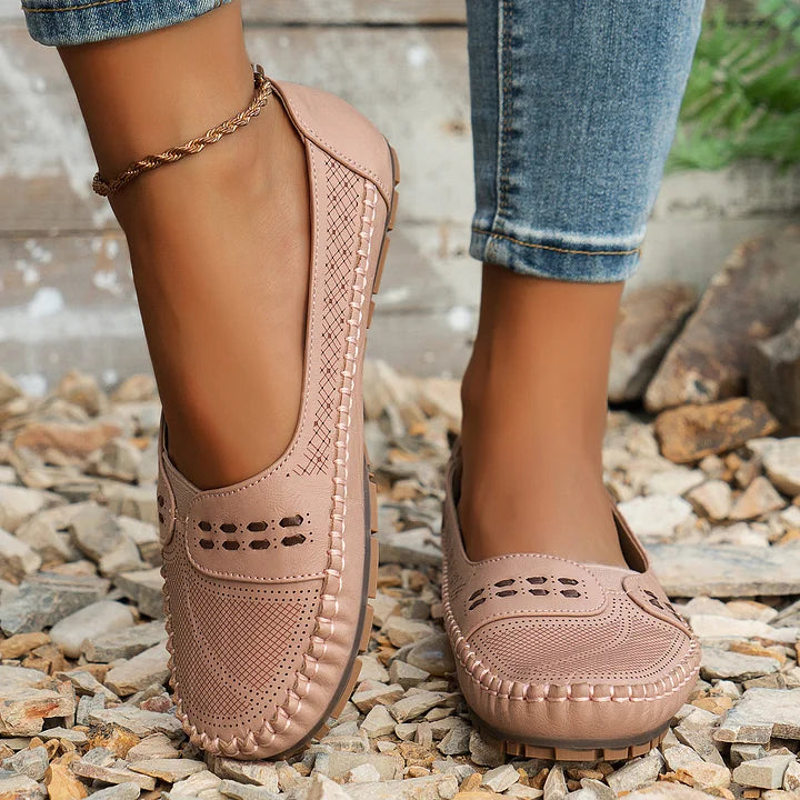 Gerdien | Mocasines Sin Cordones Perforados Para Mujer, Zapatos Planos Informales