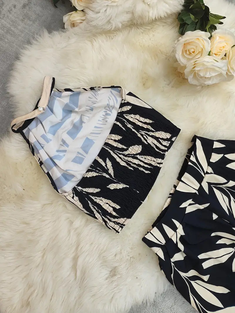 Zirina | Conjunto De Top Corto Con Cuello Halter Y Pantalón De Pierna Ancha