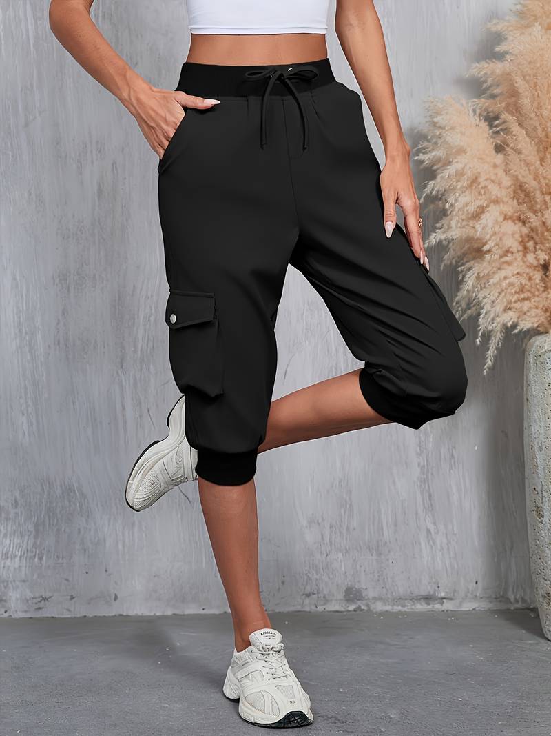 Kirabo | Pantalones Capri Tipo Jogger Cargo Con Cordón en La Cintura