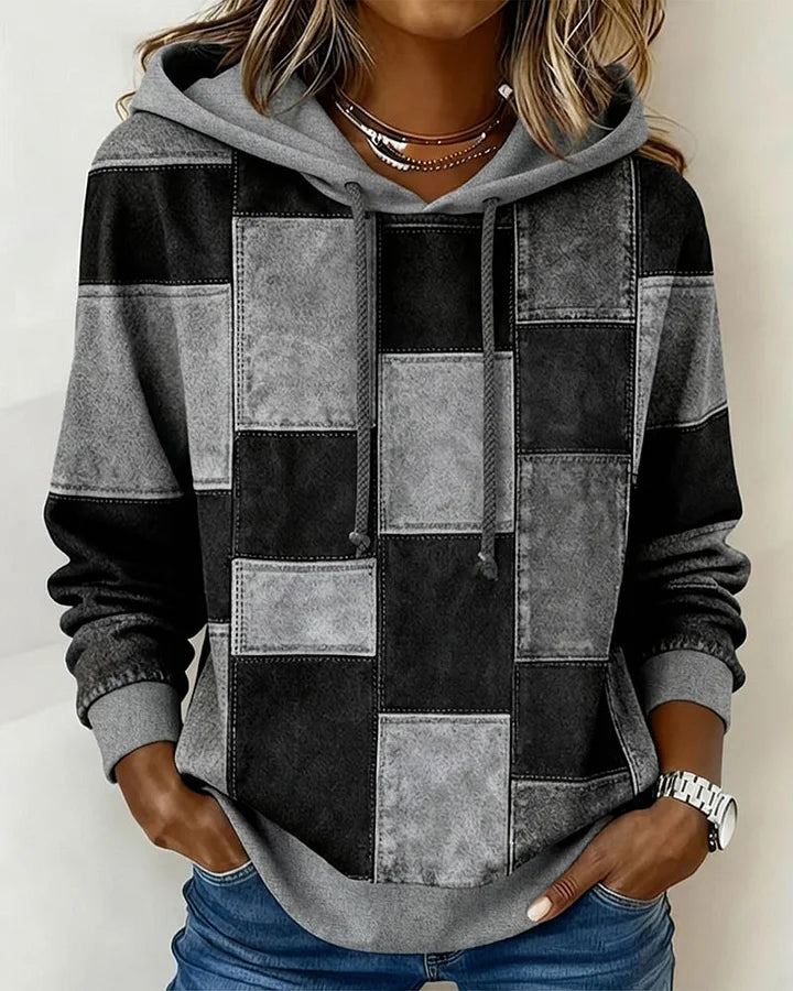 Yaralyn | Sudadera Con Capucha Y Manga Larga De Estilo Patchwork