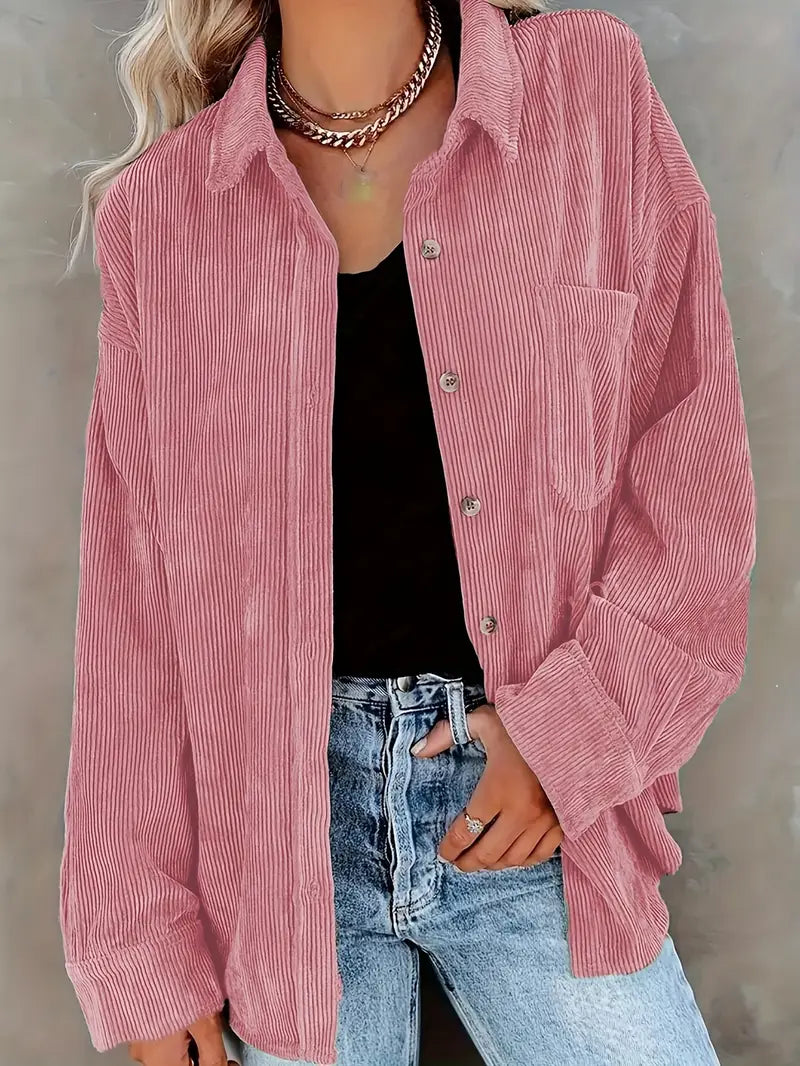 Irmela | Camisa de Manga Larga de Pana Con Botones