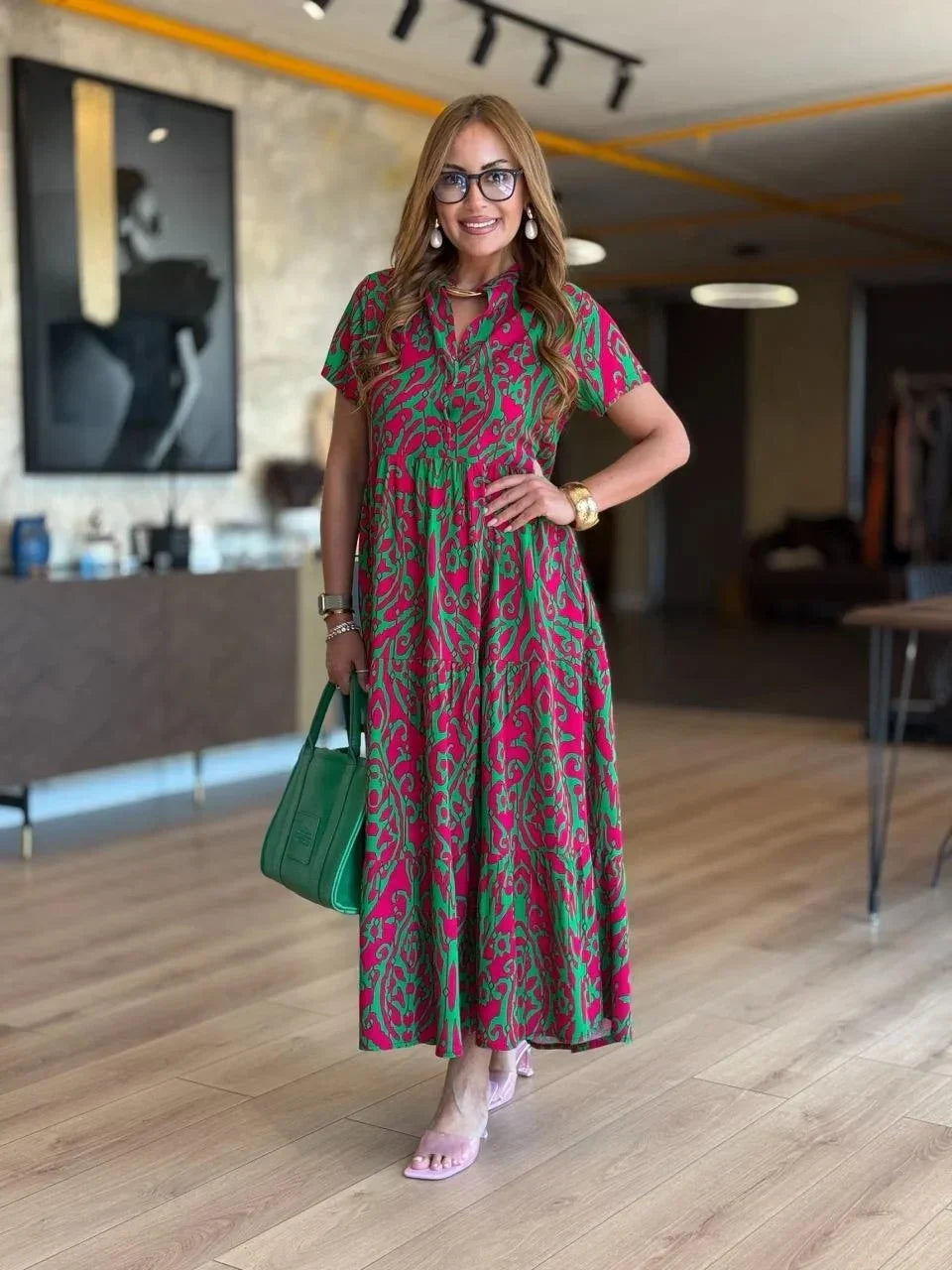 Jubilee | Vestido Maxi Estampado de Corte A