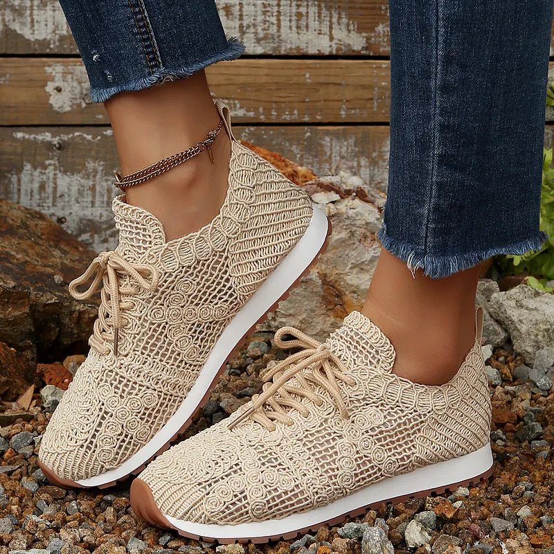 Susannah - Zapatillas Informales Transpirables con Cordones y Tejido de Punto