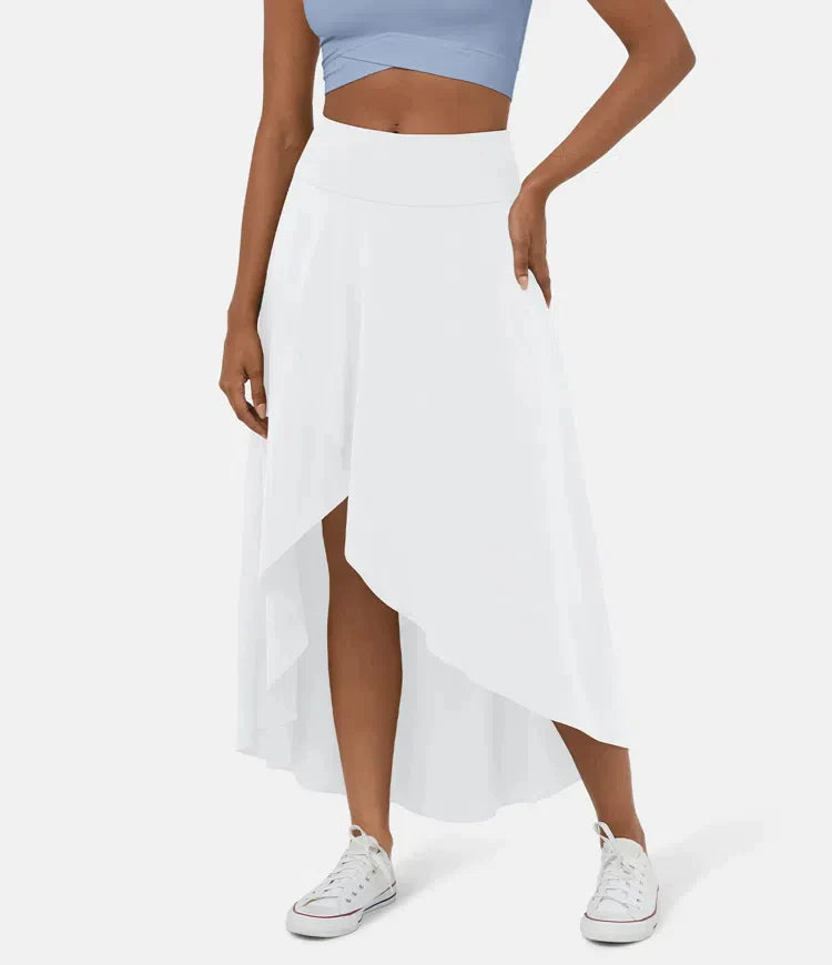 Keisha | Falda Midi Asimétrica Con Volantes y Cintura Alta