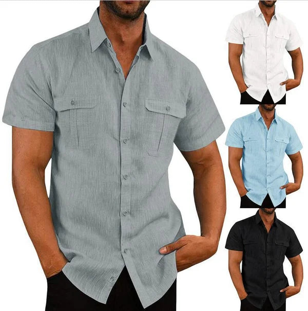 Eldwin | Camisa De Manga Corta Con Botones Y Bolsillos Para Hombre