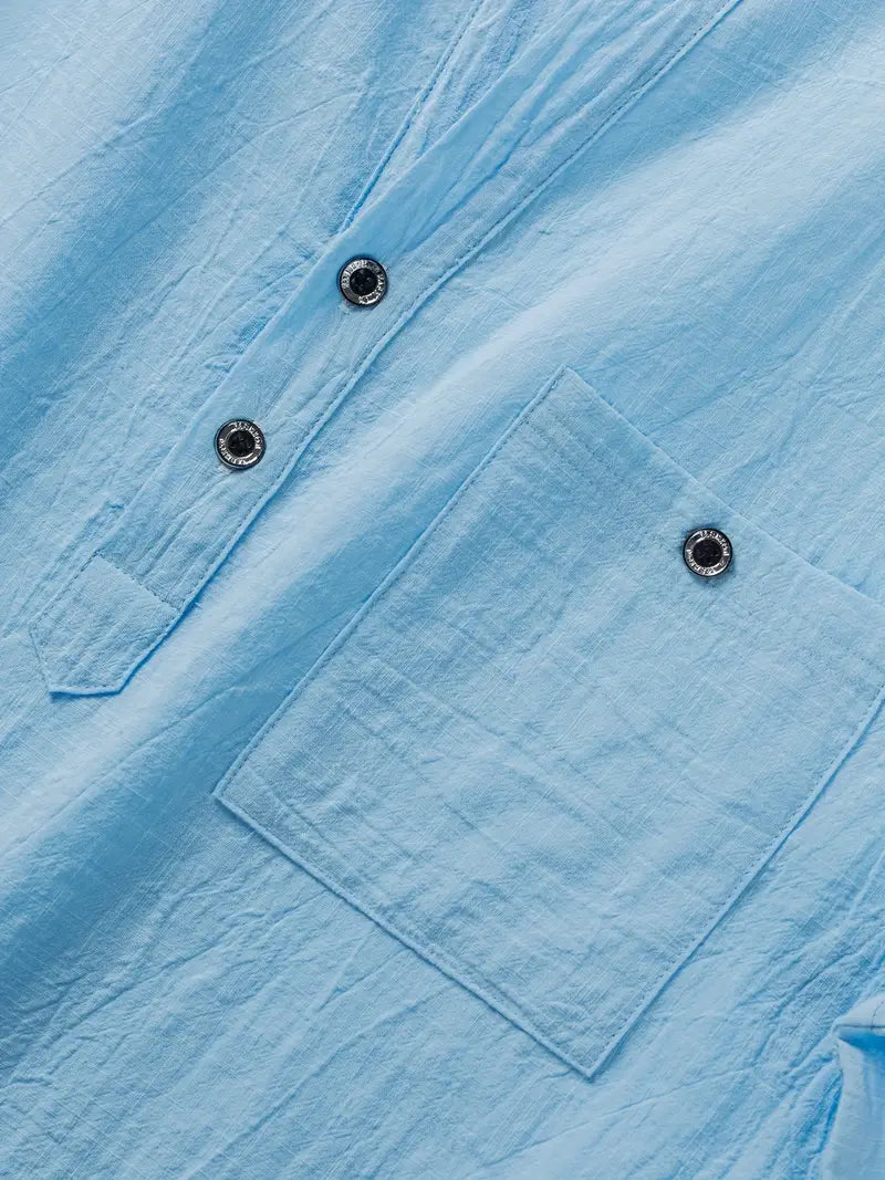 Vaughn - Camiseta Henley de Manga Corta
