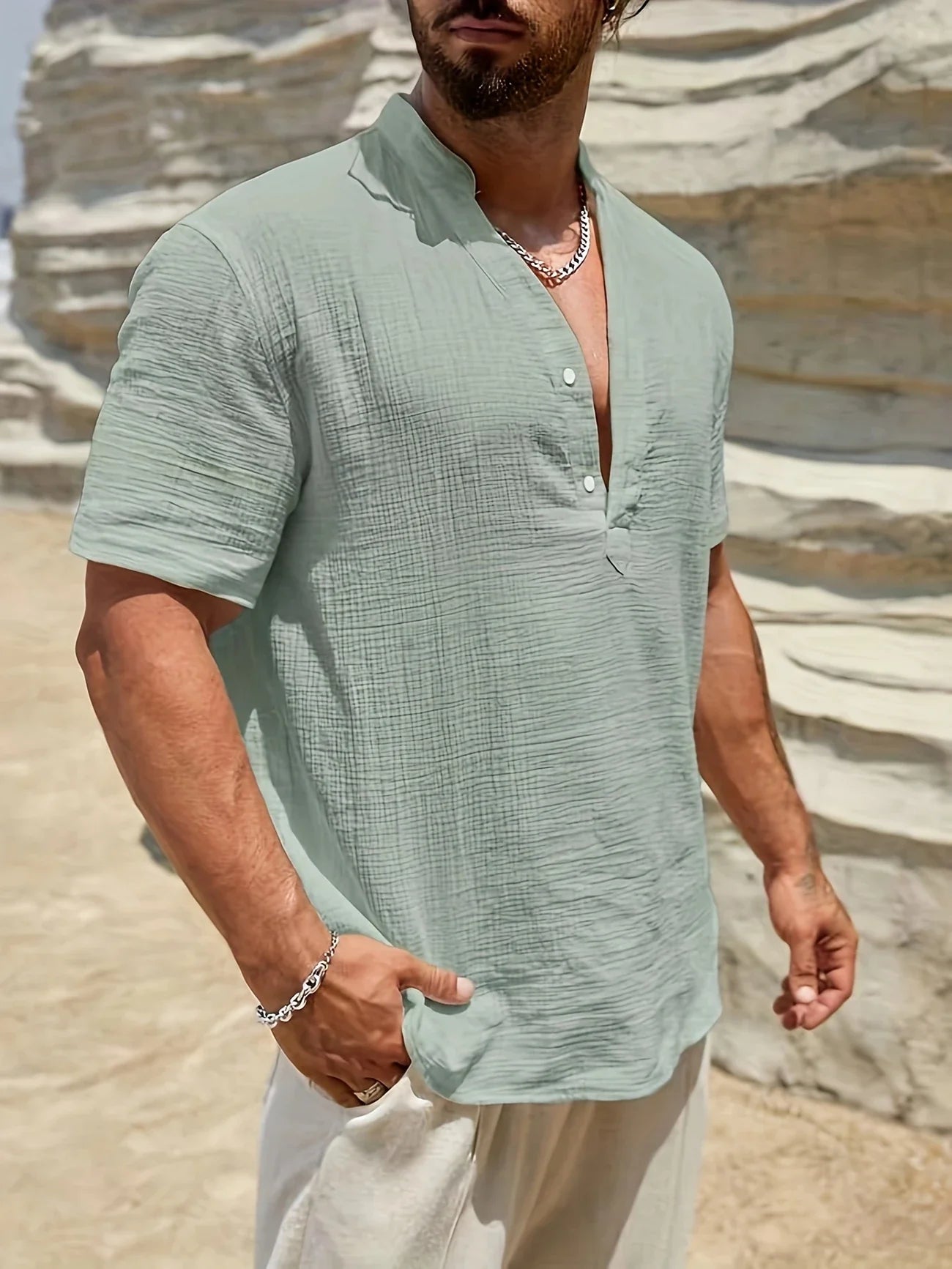Sancho | Camisa Manga Corta Cuello Mao