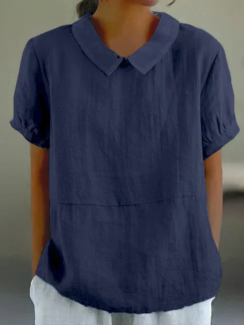 Henny | Blusa Manga Corta con Cuello Peter Pan