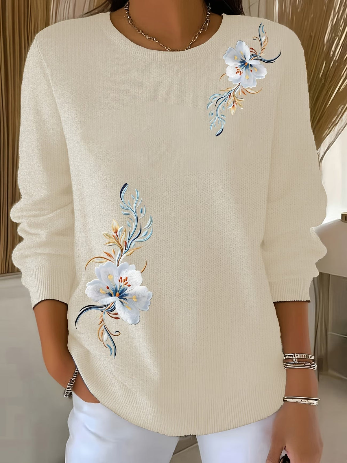 Adelurella | Suéter Floral Elegante de Manga Larga