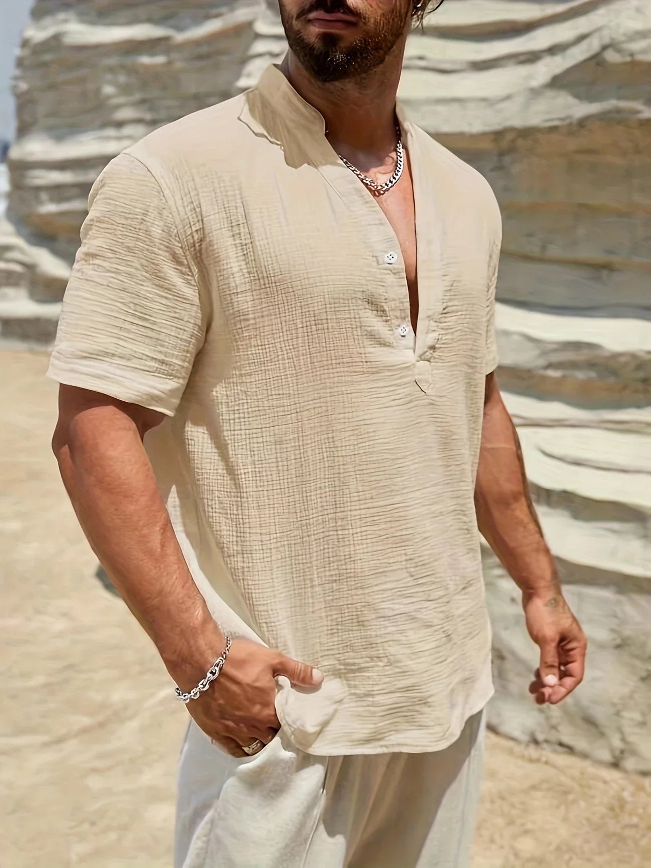 Sancho | Camisa Manga Corta Cuello Mao
