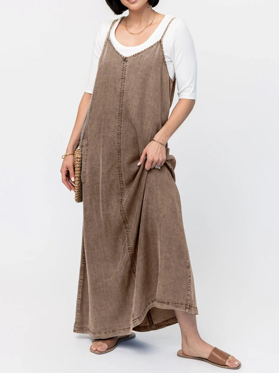 Éricaa | Vestido Largo de Corte Holgado Estilo Vaquero