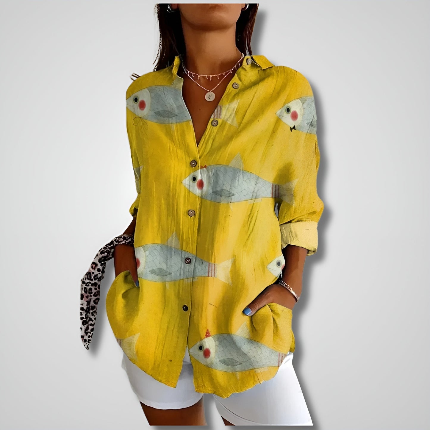 Shalom | Blusa Estampada de Manga Larga con Botones
