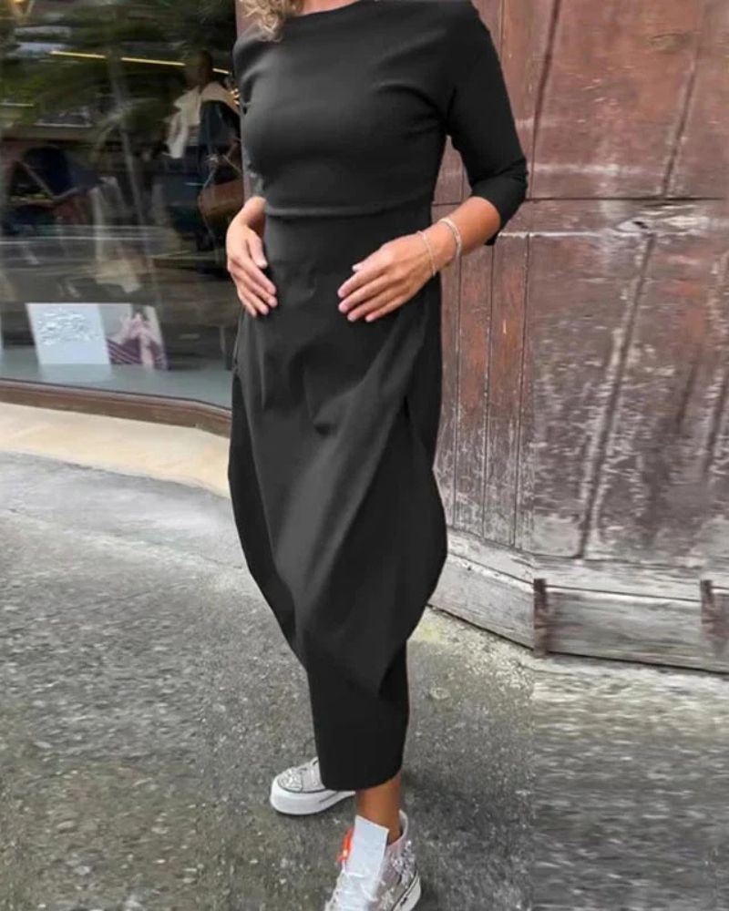 Magdana | Vestido MIDI De Manga Tres Cuartos Holgado
