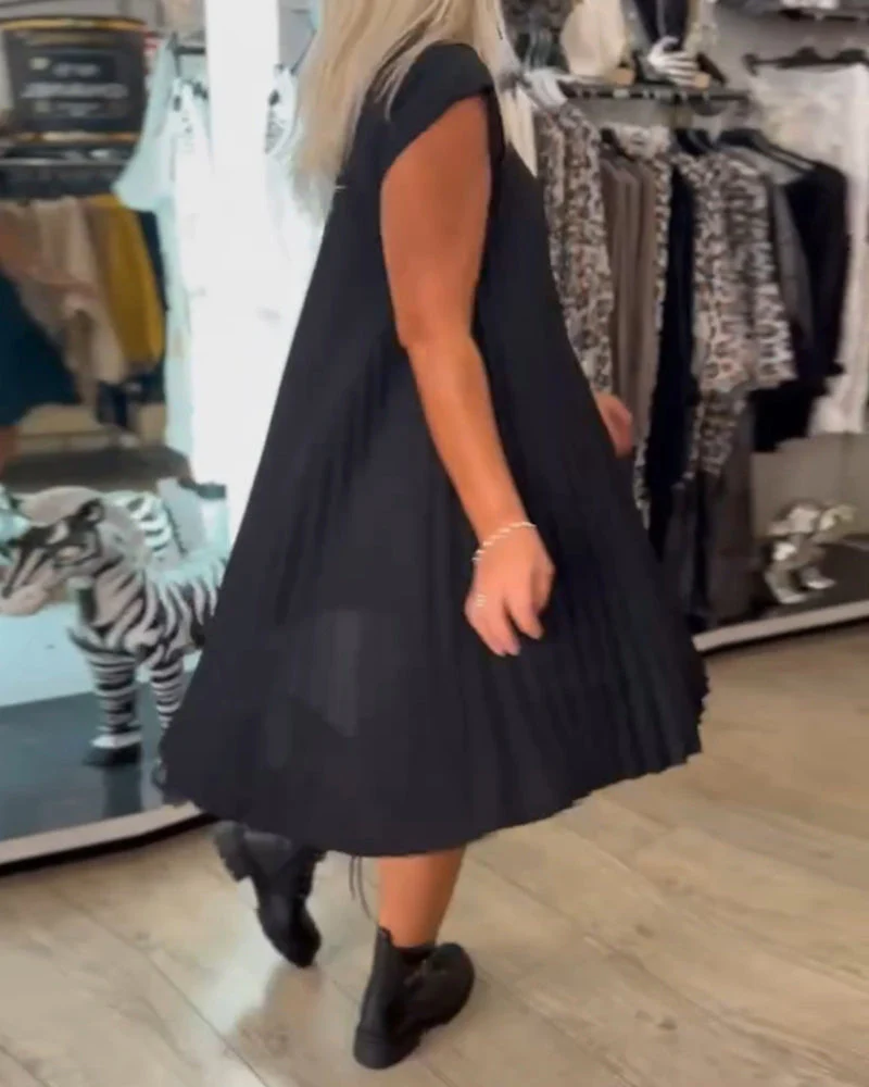 Shihua | Vestido De Corte en a Con Mangas Casquillo Y Pliegues