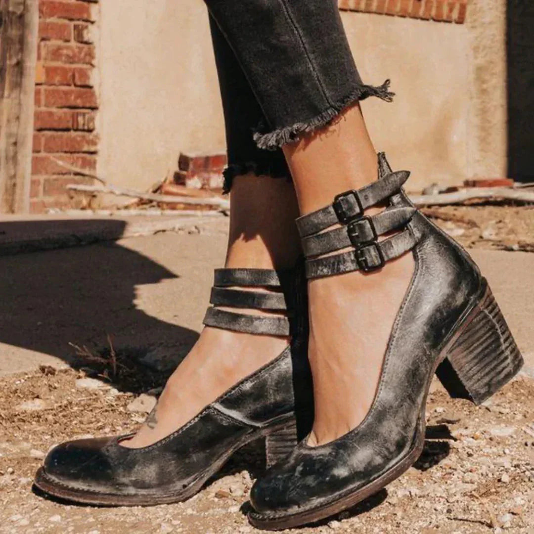 Steffie - Zapatos de Salón Con Tacón Grueso y Tiras