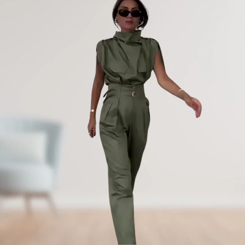 Reinhild | Conjunto Blusa Sin Mangas Pantalón Cintura Alta