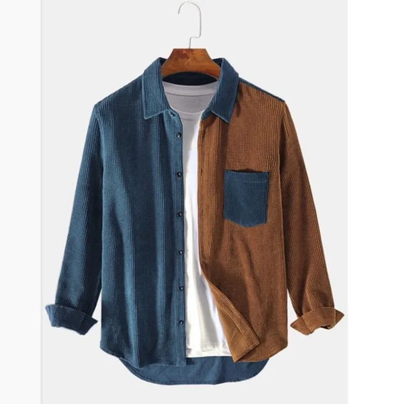 Geraldus | Camisa de Pana Con Paneles de Colores Contrastados y Bolsillo