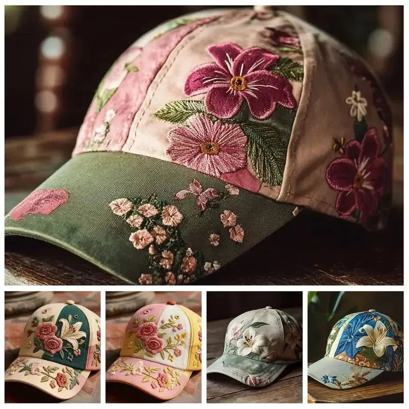 Virinia - Embroidered Floral Baseball Cap