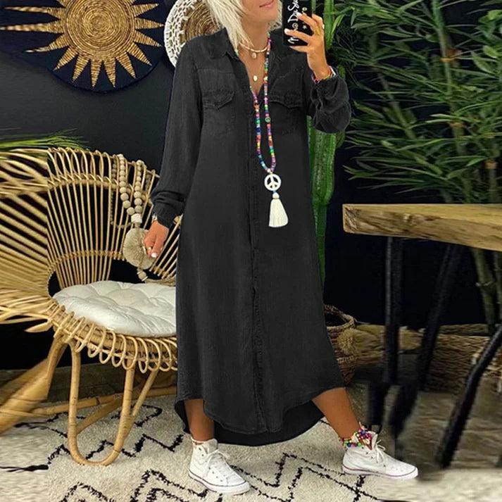 Lilla | Vestido Camisero De Manga Larga Con Botones