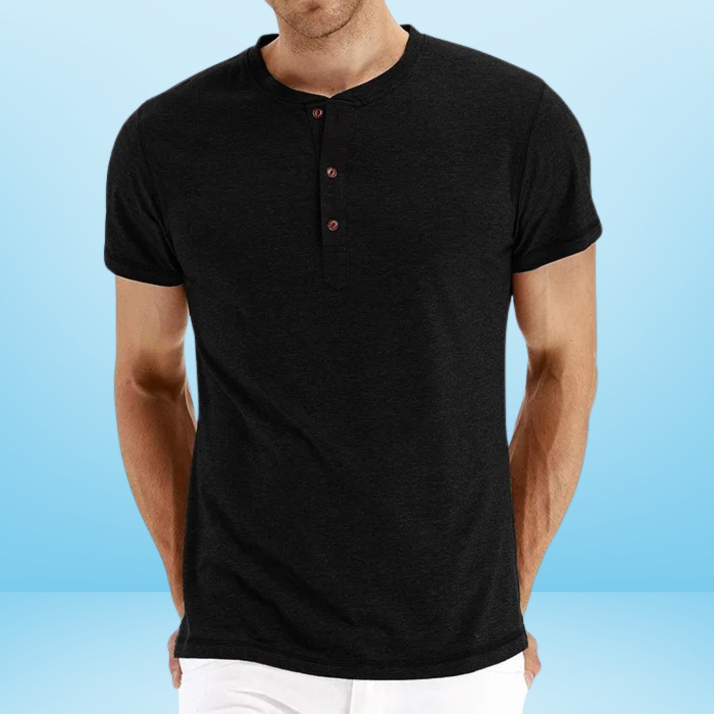 Bilgert | Camiseta Henley de Manga Corta Lisa