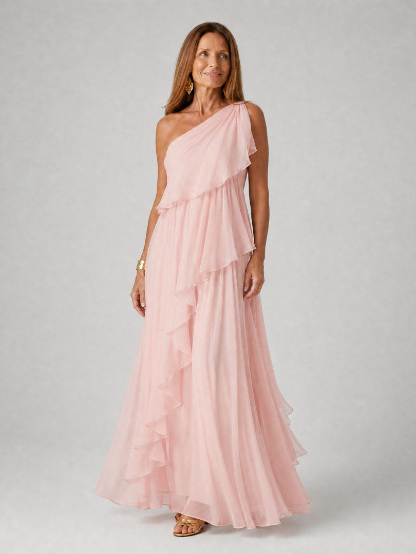 Seyma | Vestido Maxi Asimétrico Con Volantes